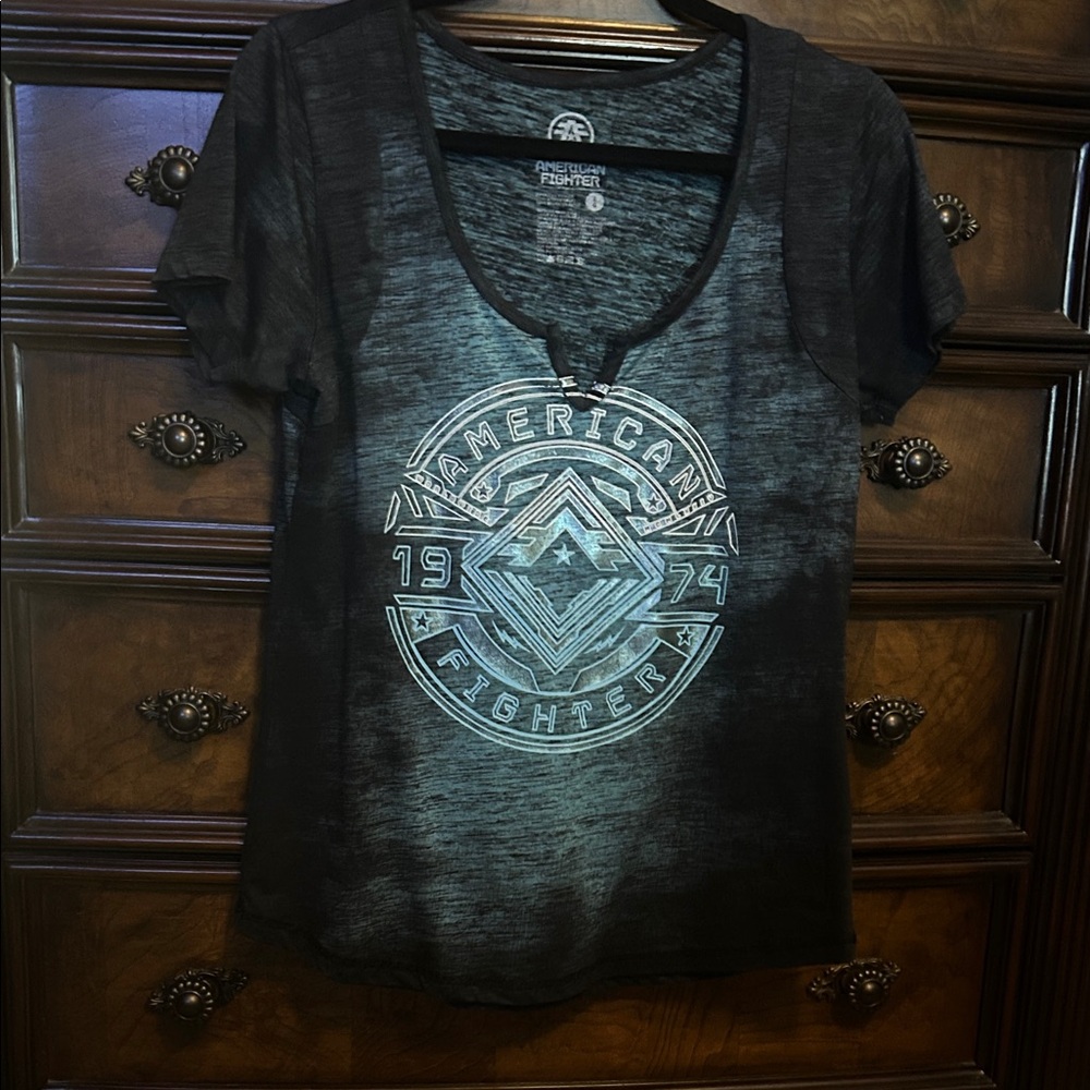 American Fighter Charcoal and Blue Women's Tee